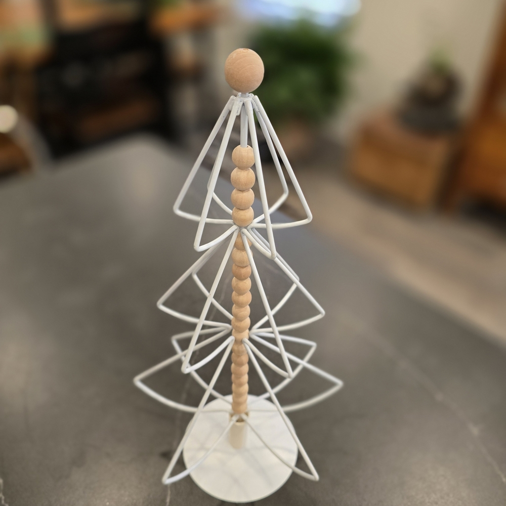 White and Tan Geometric Tree Decor, 12" X 5"